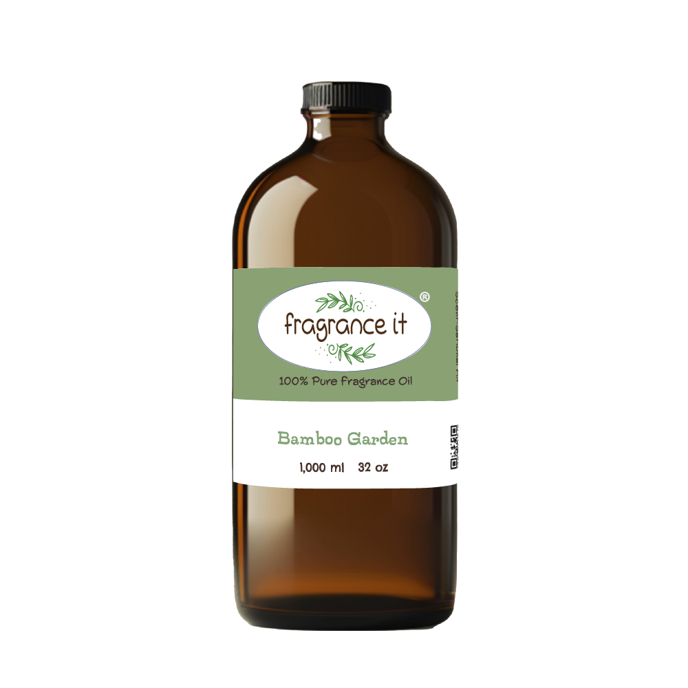 A 32-ounce or 1000 milliliter bottle of Fragrance It's Bamboo Garden aroma oil.