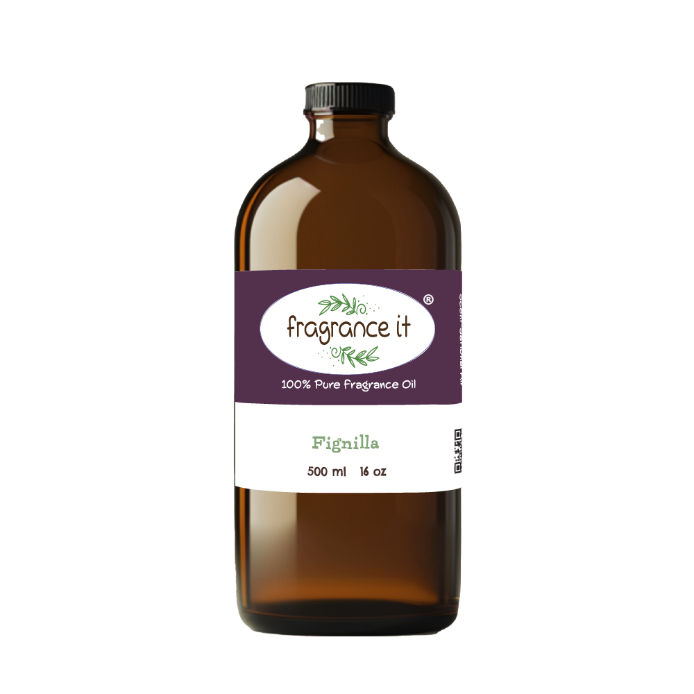 A 16-ounce or 500 milliliter bottle of Fragrance It's Fignilla aroma oil.